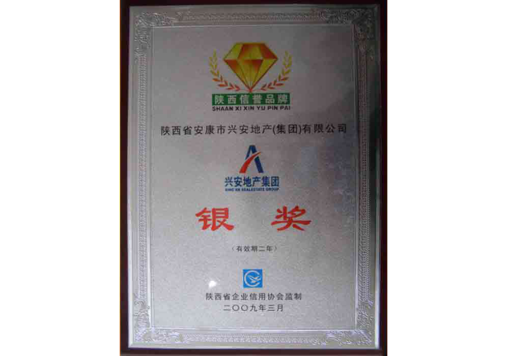 2009年陕西省信誉品牌银奖